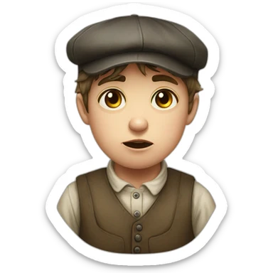 Victorian-Era-poor-factory-worker-kid-flat-cap-crying sticker