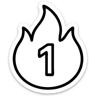 blue fire shaped like a Snapchat streak, clean and simple, suitable for app icon, outlined icon style, simple and recognizable sticker