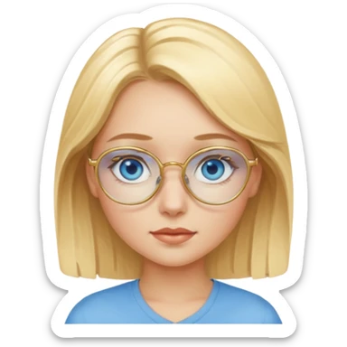 une fille blonde au yeux bleus avec des lunette dorée assez grande sticker