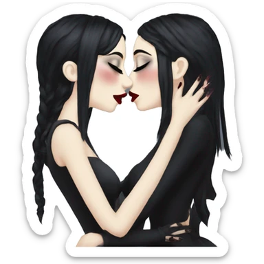 two goth women kissing, beautiful, aesthetic  sticker