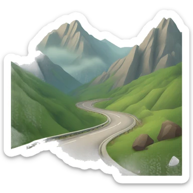 una carretera con montañas sticker