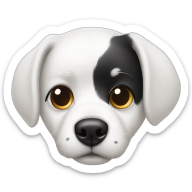 white dog with black spot on half of the face sticker