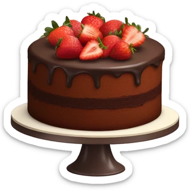 chocolate cake with strawberries on top sticker