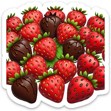 lots of strawberries in melted chocolate sticker