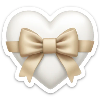 white heart with beige bow sticker