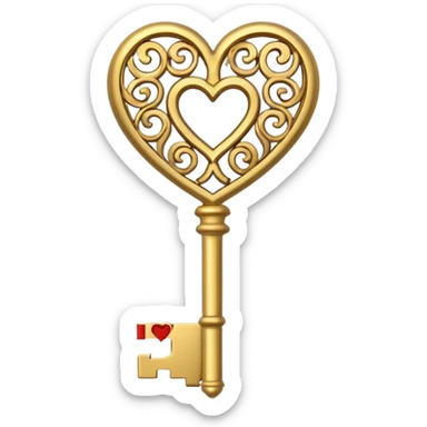 gold basic heart key sticker