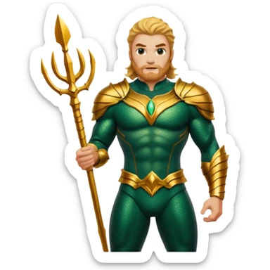 aquaman full green and gold armor standing sticker