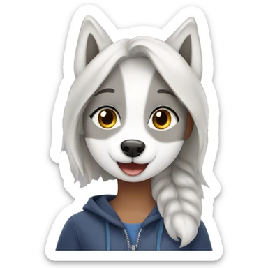 A girl happy with husky sticker