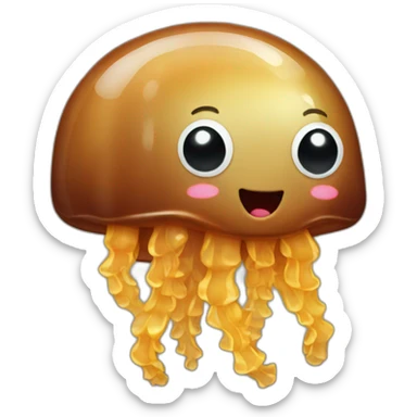 brown jellyfish cute money sticker