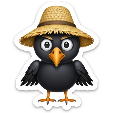 straw crow sticker