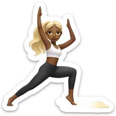 pretty black girl with blonde hair doing yoga sticker