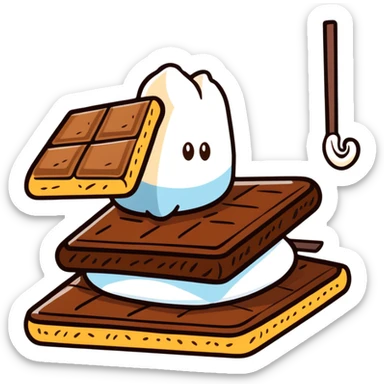 s'mores with chocolate and marshmallow sticker