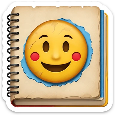 A textbook with the word 'emoji' written on the cover sticker