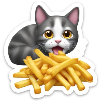 A cat eat fries sticker