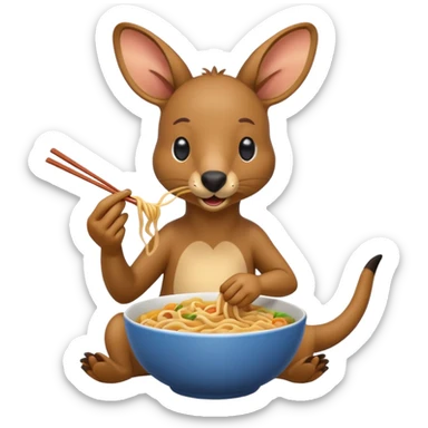A kangaroo eating noodles sticker