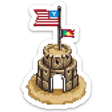 sand castle with a flag on top sticker