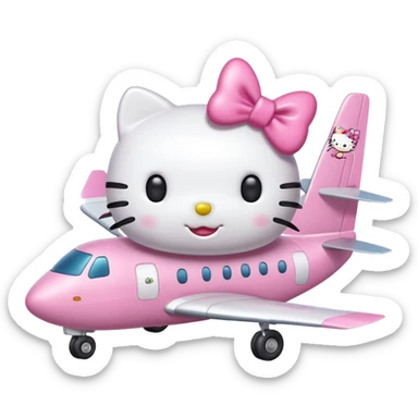 white hello kitty airplane  sticker