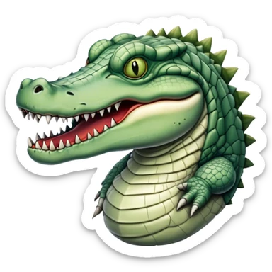 monstrous pale skinned decaying greenish white alligator, vicious, boss monster sticker
