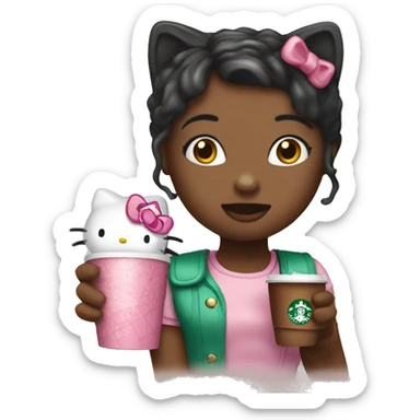 Hello kitty drinking Starbucks  sticker