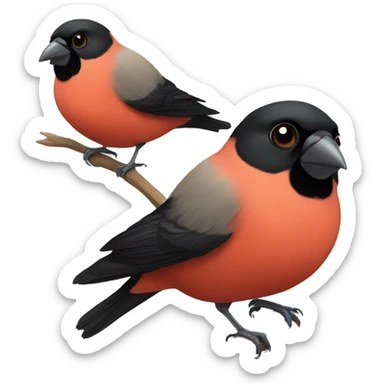 Bullfinch aduld and babies sticker