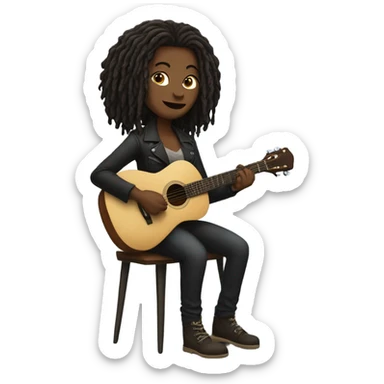 dark woman with short dreaded hair playing guitar sitting down sticker