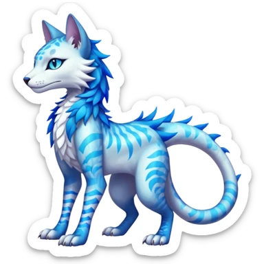 Kawaii iridescent beautiful pretty elegant divine edgy fantasy feline-vernid-sergal-fursona-animal-creature with accessories, full body with intricate markings  sticker