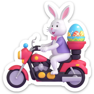 Easter bunny riding a motorcycle sticker