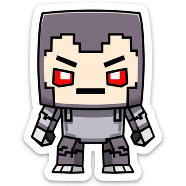 funny cartoonish slightly cute Minecraft ravager looking at you with faded red eyes sticker