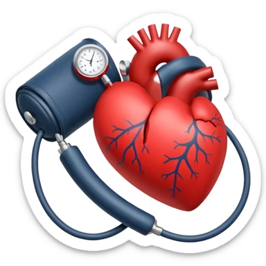 blood pressure cuff squeezing heart sticker