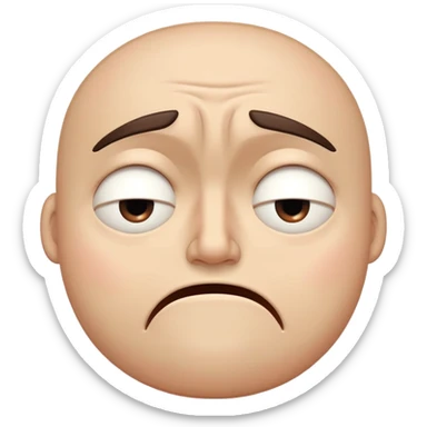 A cartoonish, expressive face with eyes squeezed shut in a tense, slanted shape (one angled up, the other down) and a tight, straight mouth, conveying frustration, discomfort, or embarrassment. sticker