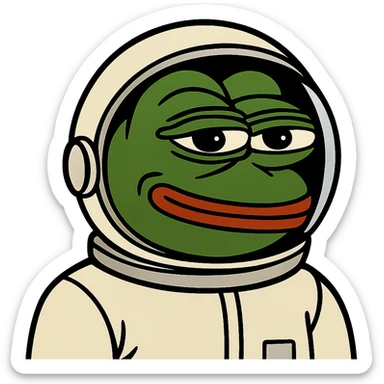 Pepe the Frog as an astronaut with space helmet, meme style sticker