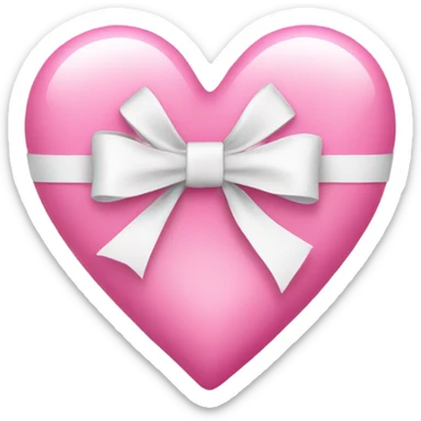 Pink heart with coquette white bow sticker