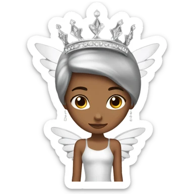  brown ballerina silver wings silver princess crown sticker