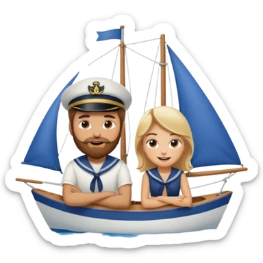 brown haired bearded guy blonde girl sailing sticker