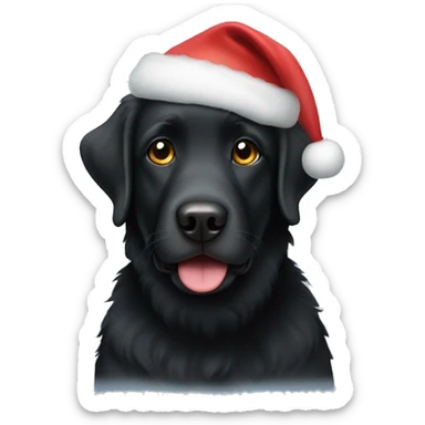fluffy black lab with santa hat sticker