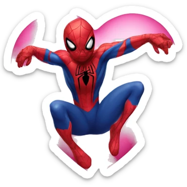 spiderman with pink heart sticker