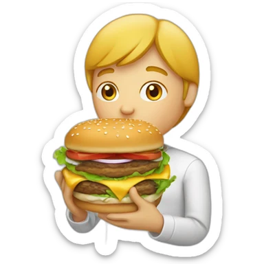 une personne tysmey qui mange un burger  sticker