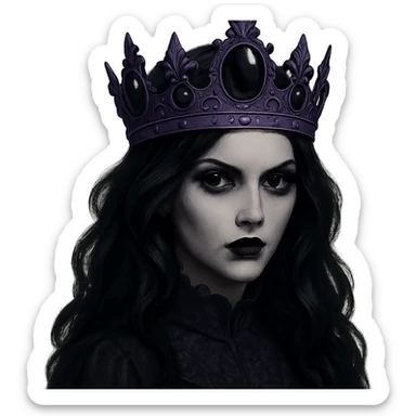 Change the gothic black crown to be made of matte purple metal, with onyx stones and a haunting, sophisticated design. Keep the background transparent. The style should maintain the gothic and elegant look of the original image. sticker