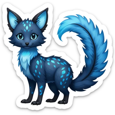 Feral Rare Fantasy Dark gothic spooky  sparkly shiny Vernid-Trico-species by LiLaiRa, random markings, tufted tail, tufted ears, full body sticker