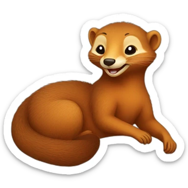 red cheerful smiling mongoose in bed sticker