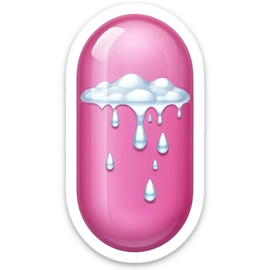 White large drops on a large pink capsule sticker