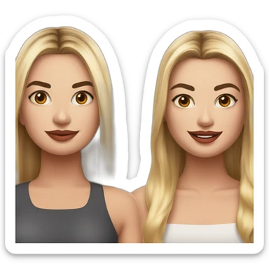 Margot robbie and hande ercel with straight hair sticker