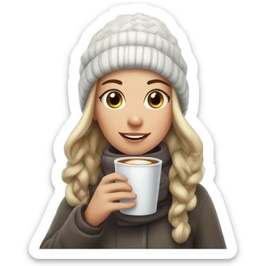 Girl with hot drink in winter sticker