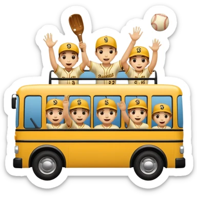 autobus de equipo llevando a egnte de basebal  y un chofer sticker