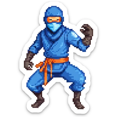 masked ninja with blue mask, dynamic pose sticker