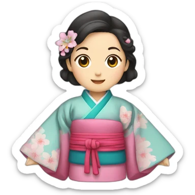 Kimono et hanbok sticker