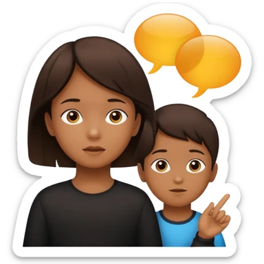 child silhouette with two speech bubbles in different languages sticker