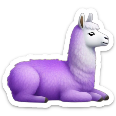 a purple llama with gradient white spots and a yellow carpet on its back is sleeping sticker