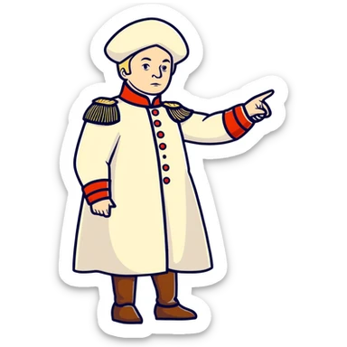 Peter I of Russia in imperial clothing pointing commandingly to the right sticker