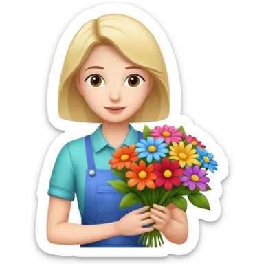 a beautiful bouquet of flowers in the hands of a florist sticker